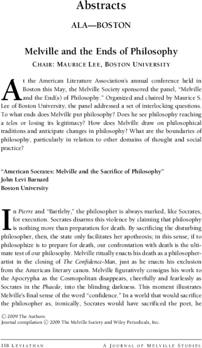 Melville and the Ends of Philosophy