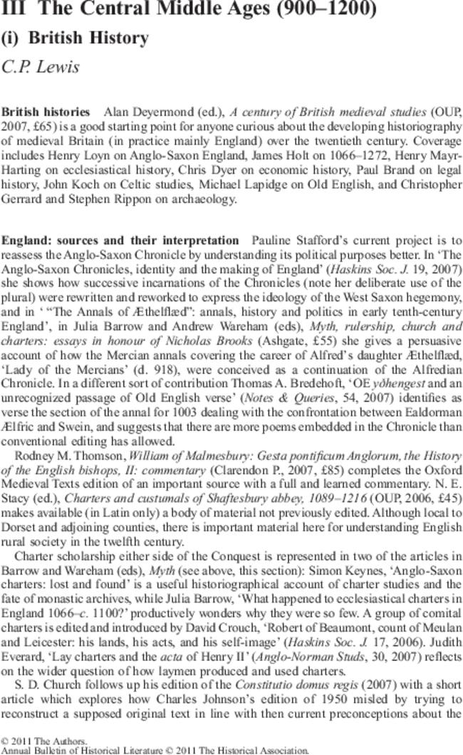 III The Central Middle Ages (900–1200)