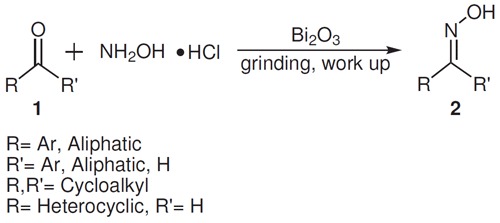A rapid, convenient, solventless green approach for the synthesis of oximes using grindstone chemistry.