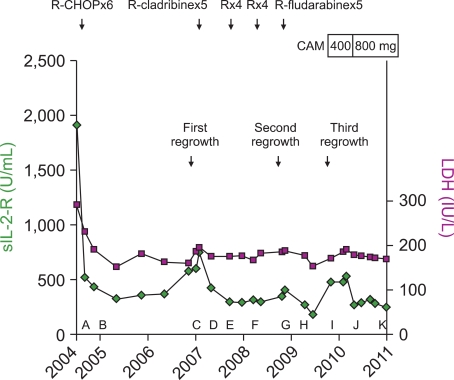 A case of follicular B-cell lymphoma treated using clarithromycin.