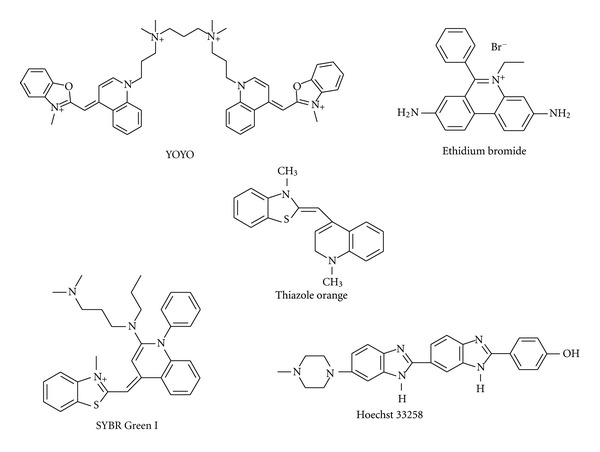 Nucleic-Acid-binding chromophores as efficient indicators of aptamer-target interactions.