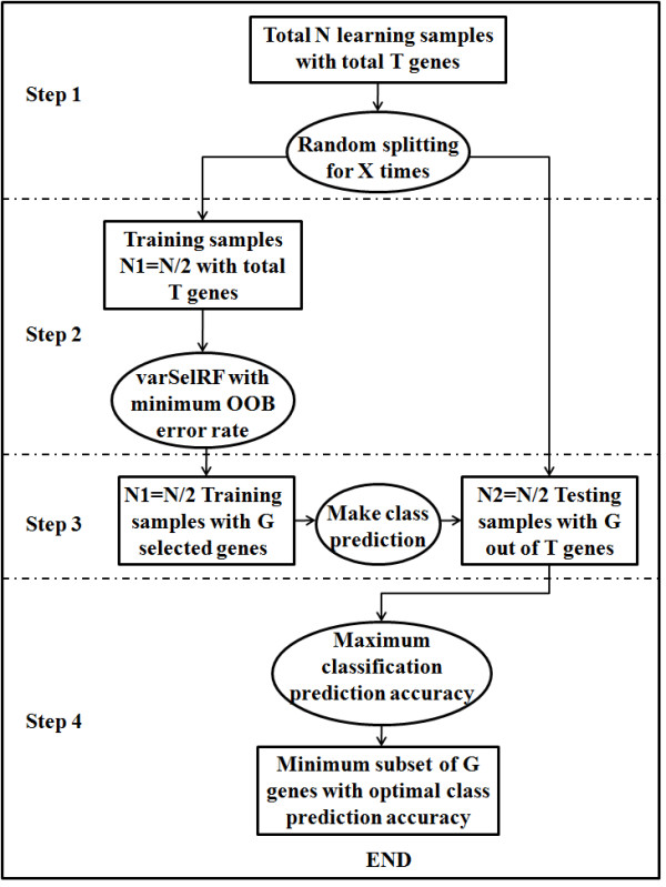 Splitting random forest (SRF) for determining compact sets of genes that distinguish between cancer subtypes.