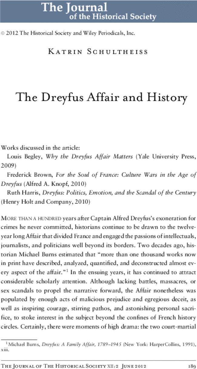 The Dreyfus Affair and History