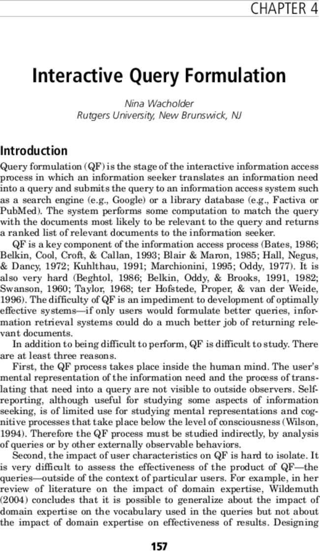 Interactive query formulation