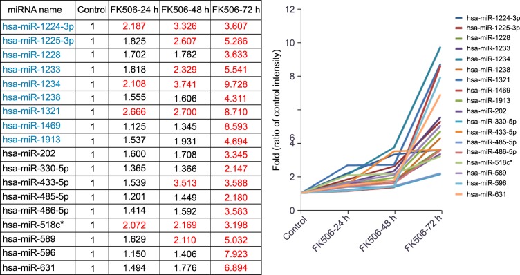 MicroRNA profiling of tacrolimus-stimulated Jurkat human T lympocytes.