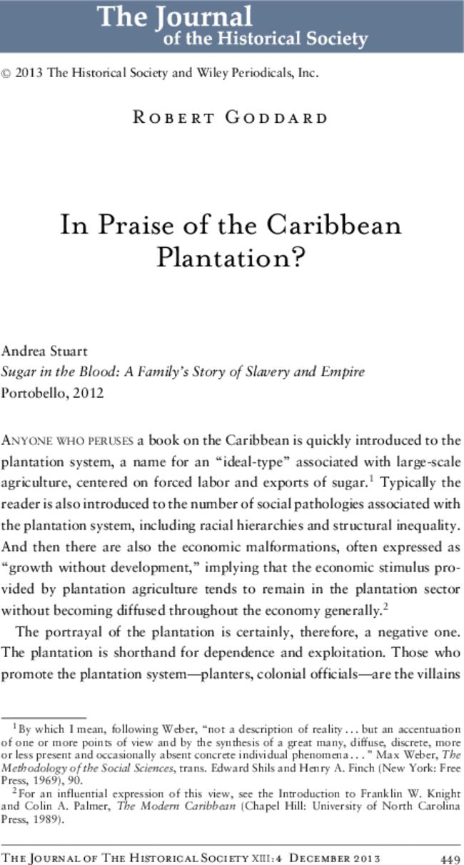 In Praise of the Caribbean Plantation?