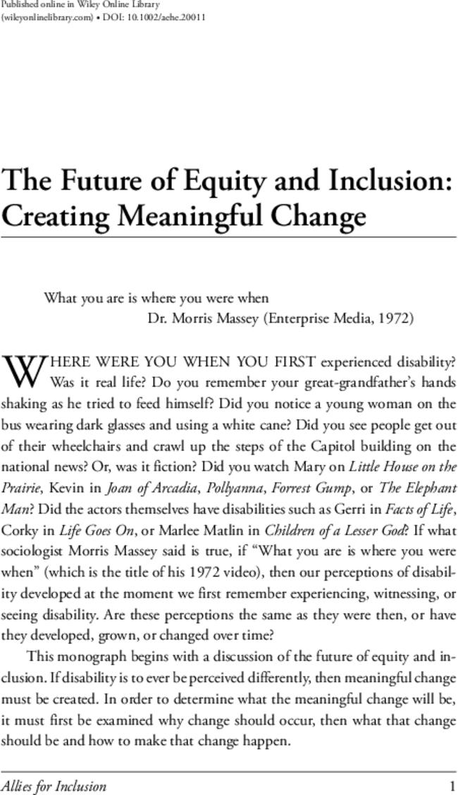 Allies for Inclusion: Disability and Equity in Higher Education