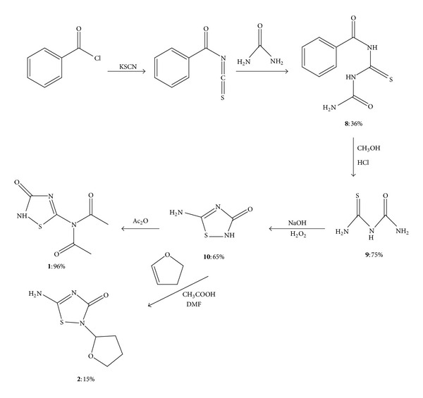 Synthesis and in vitro evaluation of novel acyclic and cyclic nucleoside analogs with a thiadiazole ring.