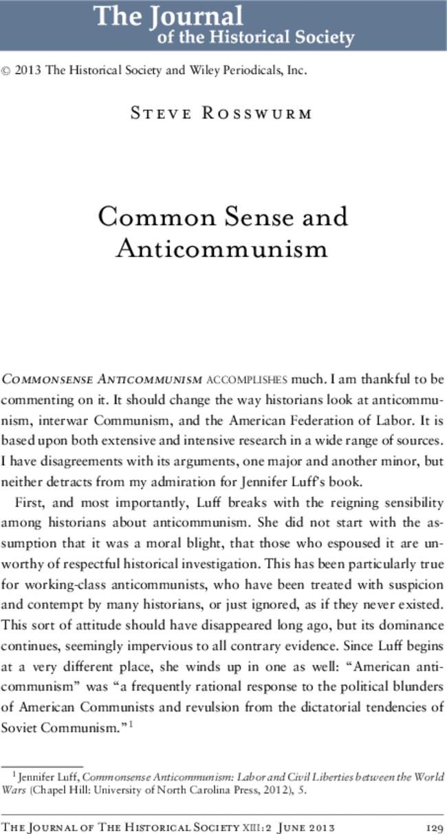 Common Sense and Anticommunism