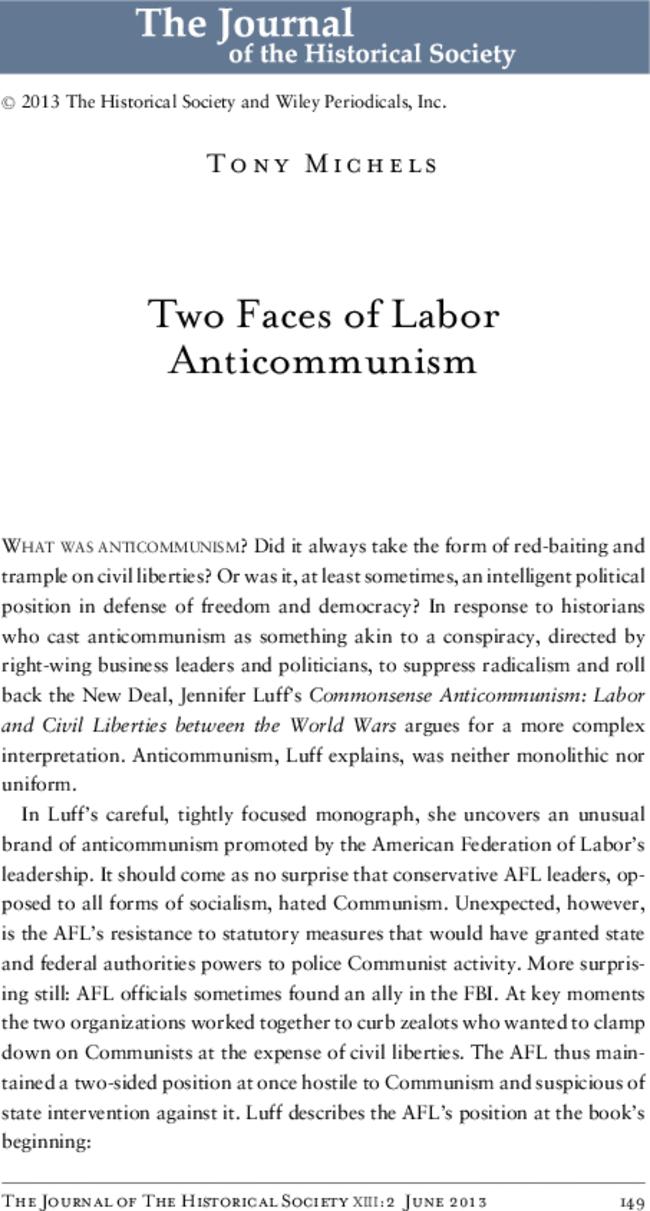 Two Faces of Labor Anticommunism