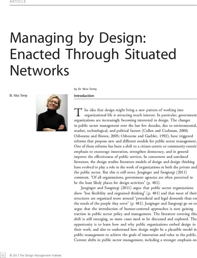 Managing by Design: Enacted Through Situated Networks