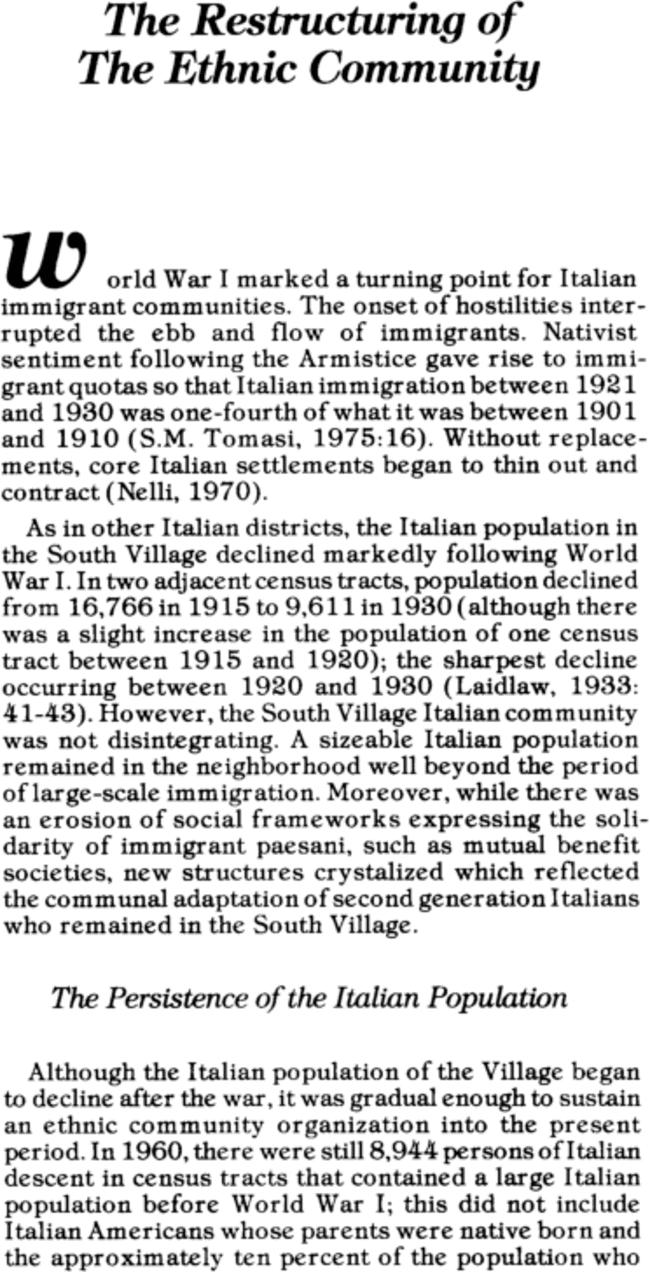 The Restructuring of The Ethnic Community