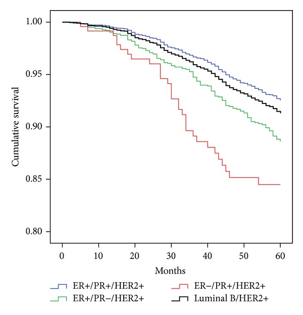 Breast Cancer Survival Defined by the ER/PR/HER2 Subtypes and a Surrogate Classification according to Tumor Grade and Immunohistochemical Biomarkers.