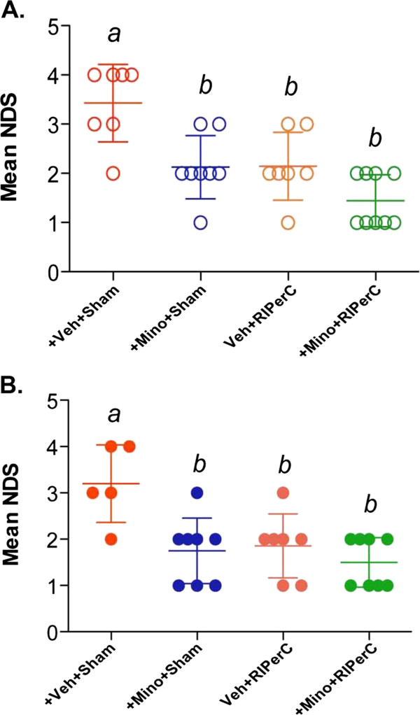 A 2 × 2 factorial design for the combination therapy of minocycline and remote ischemic perconditioning: efficacy in a preclinical trial in murine thromboembolic stroke model.