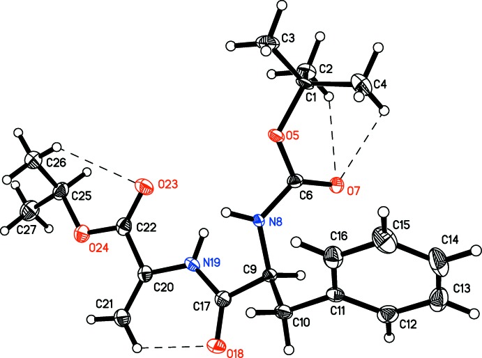 Crystal structure of N-(tert-but-oxy-carbon-yl)phenyl-alanylde-hydro-alanine isopropyl ester (Boc-Phe-ΔAla-OiPr).