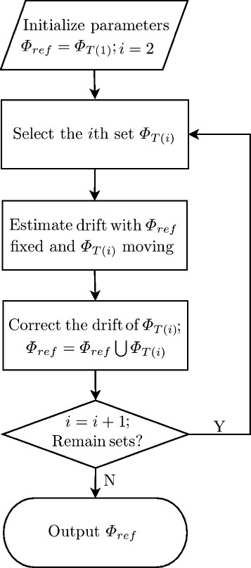 Drift correction for single-molecule imaging by molecular constraint field, a distance minimum metric.