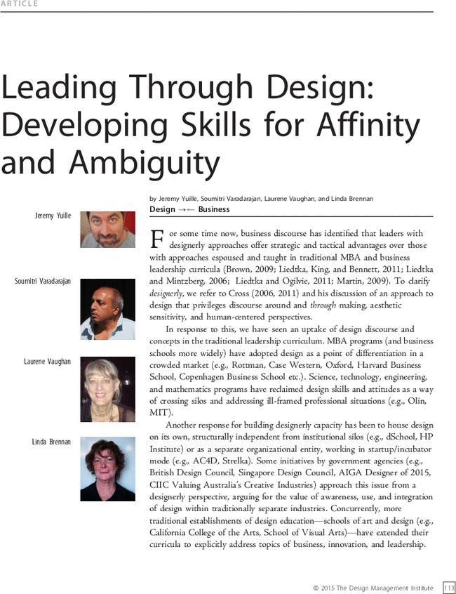 Leading Through Design: Developing Skills for Affinity and Ambiguity