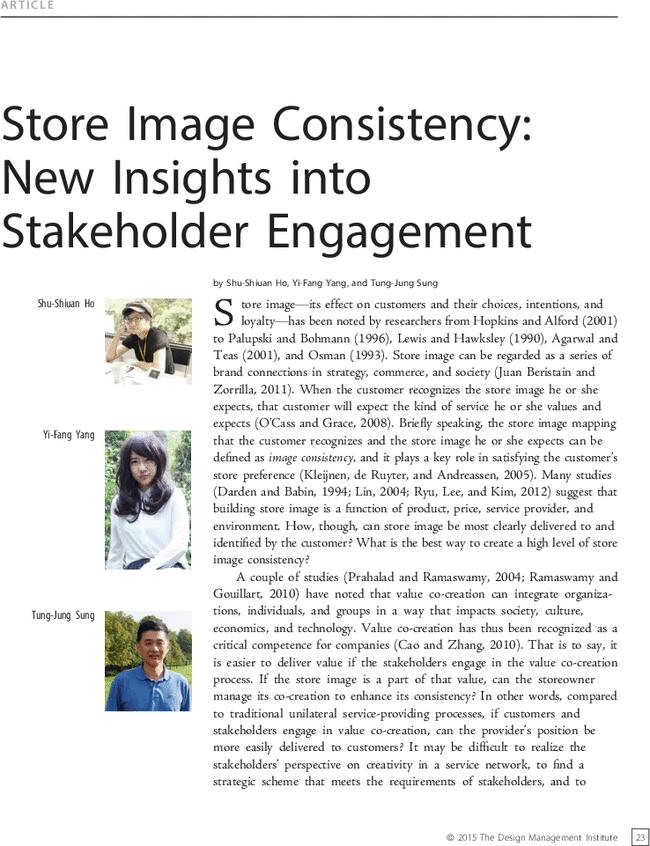 Store Image Consistency: New Insights into Stakeholder Engagement