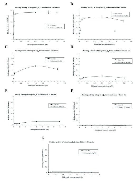 Recombinant disintegrin (r-Cam-dis) from Crotalus adamanteus inhibits adhesion of human pancreatic cancer cell lines to laminin-1 and vitronectin.