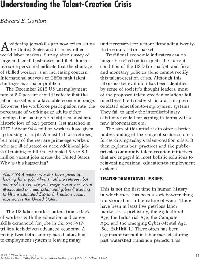 Understanding the Talent-Creation Crisis