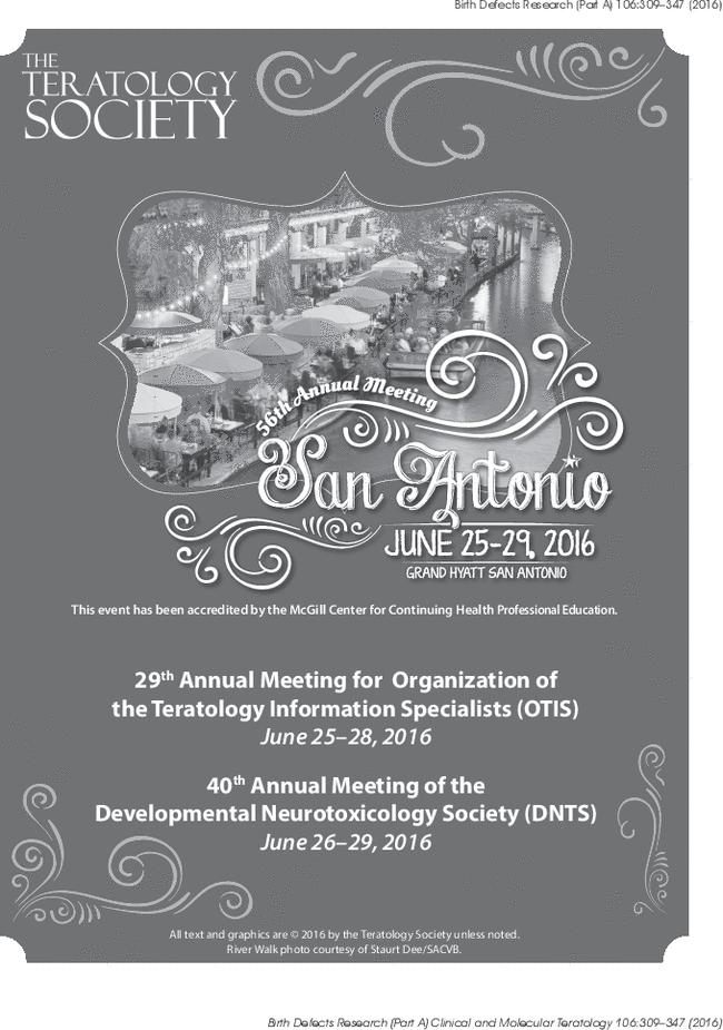 56th Annual Teratology Society Meeting