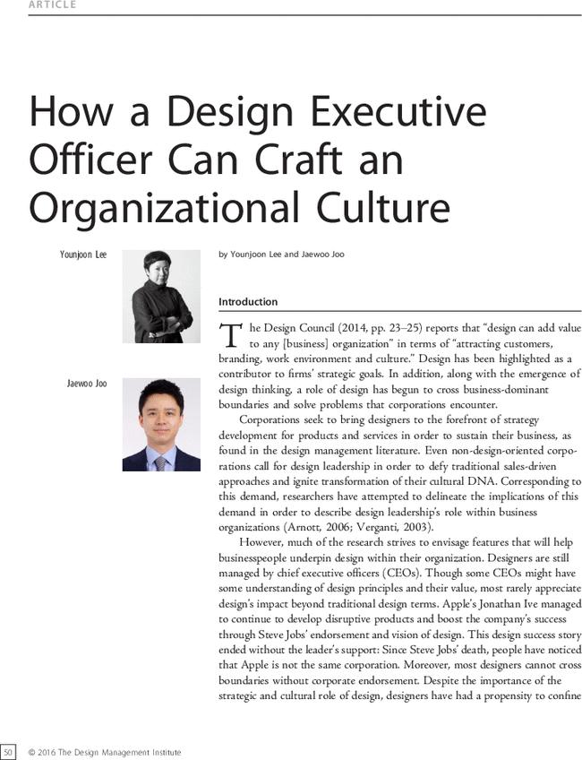 How a Design Executive Officer Can Craft an Organizational Culture