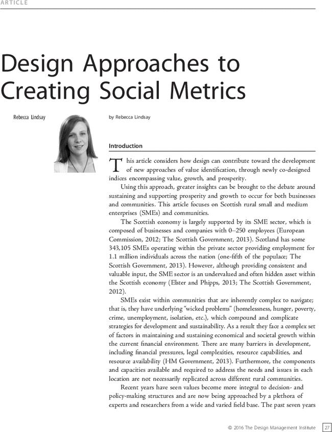 Design Approaches to Creating Social Metrics