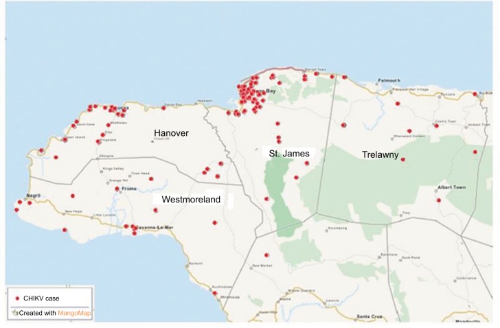 Epidemiology of Chikungunya fever outbreak in Western Jamaica during July-December 2014.