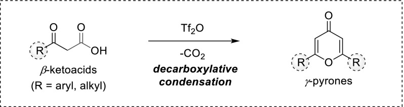Synthesis of <i>γ</i>-pyrones via decarboxylative condensation of <i>β</i>-ketoacids.