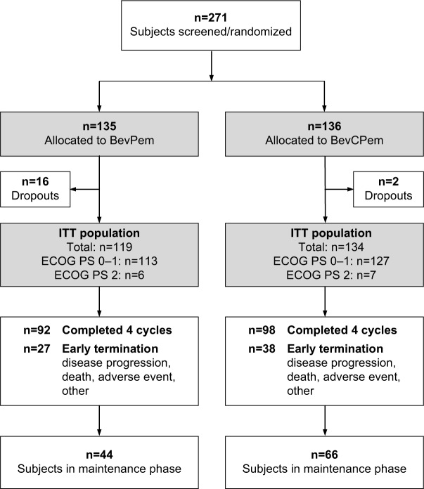 65Plus: open-label study of bevacizumab in combination with pemetrexed or pemetrexed/carboplatin as first-line treatment of patients with advanced or recurrent nonsquamous non-small-cell lung cancer.