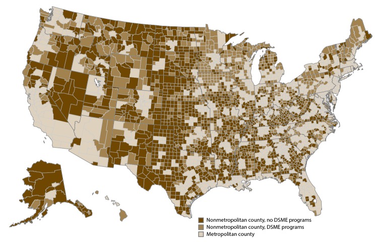 Diabetes Self-Management Education Programs in Nonmetropolitan Counties - United States, 2016.