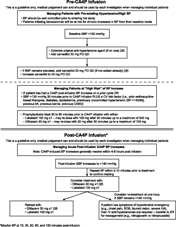 Clinical trial experience with CA4P anticancer therapy: focus on efficacy, cardiovascular adverse events, and hypertension management.