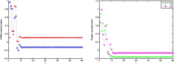 Approximation of state variables for discrete-time stochastic genetic regulatory networks with leakage, distributed, and probabilistic measurement delays: a robust stability problem.