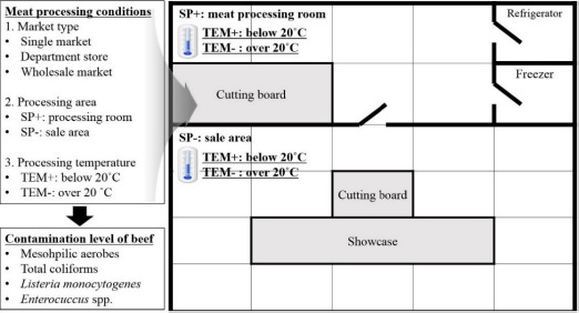 Contamination Level of Hygiene Indicator and Prevalence of Foodborne Pathogens in Retail Beef in Parallel with Market Factor.