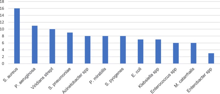 Isolation and antimicrobial drug susceptibility pattern of bacterial pathogens from pediatric patients with otitis media in selected health institutions, Addis Ababa, Ethiopia: a prospective cross-sectional study.