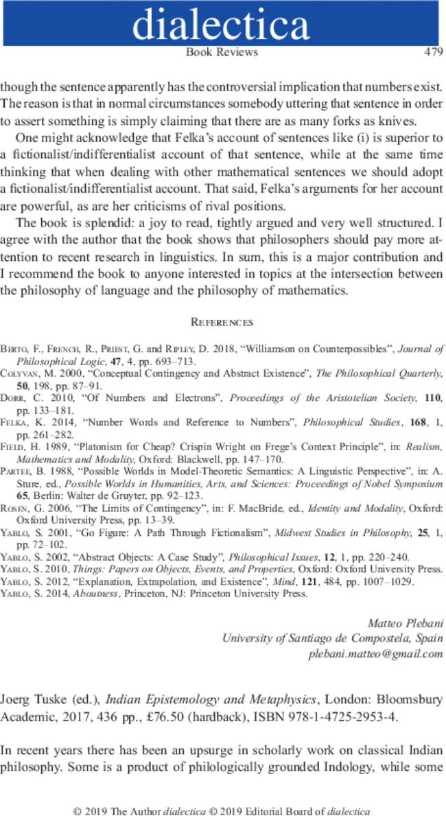 Joerg Tuske (ed.),  Indian Epistemology and Metaphysics, London: Bloomsbury Academic,  2017,  436 pp., £76.50 (hardback), ISBN 978-1-4725-2953-4.