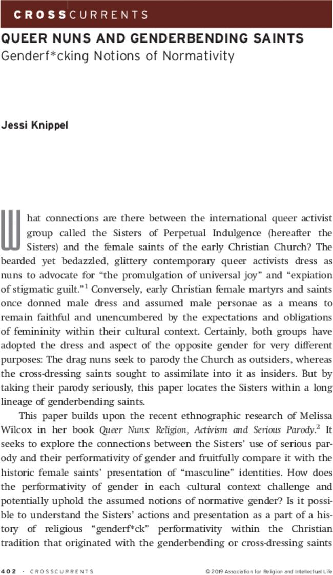 Queer Nuns and Genderbending Saints