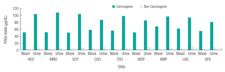 Biomonitoring of concentrations of polycyclic aromatic hydrocarbons in blood and urine of children at playgrounds within Owerri, Imo State, Nigeria.