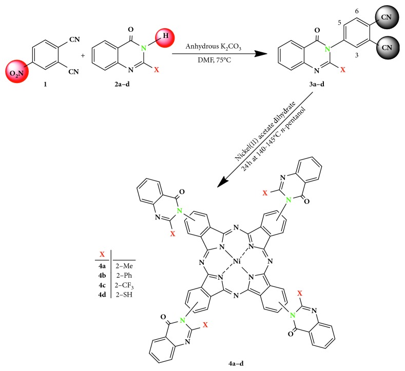 Synthesis of an Activatable Tetra-Substituted Nickel Phthalocyanines-4(3H)-quinazolinone Conjugate and Its Antibacterial Activity.