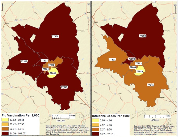 Demographic Determinants of Influenza Vaccination and Infection, Brazos County, Texas, 2017.