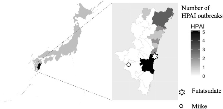 Meteorological factors affecting the risk of transmission of HPAI in Miyazaki, Japan.