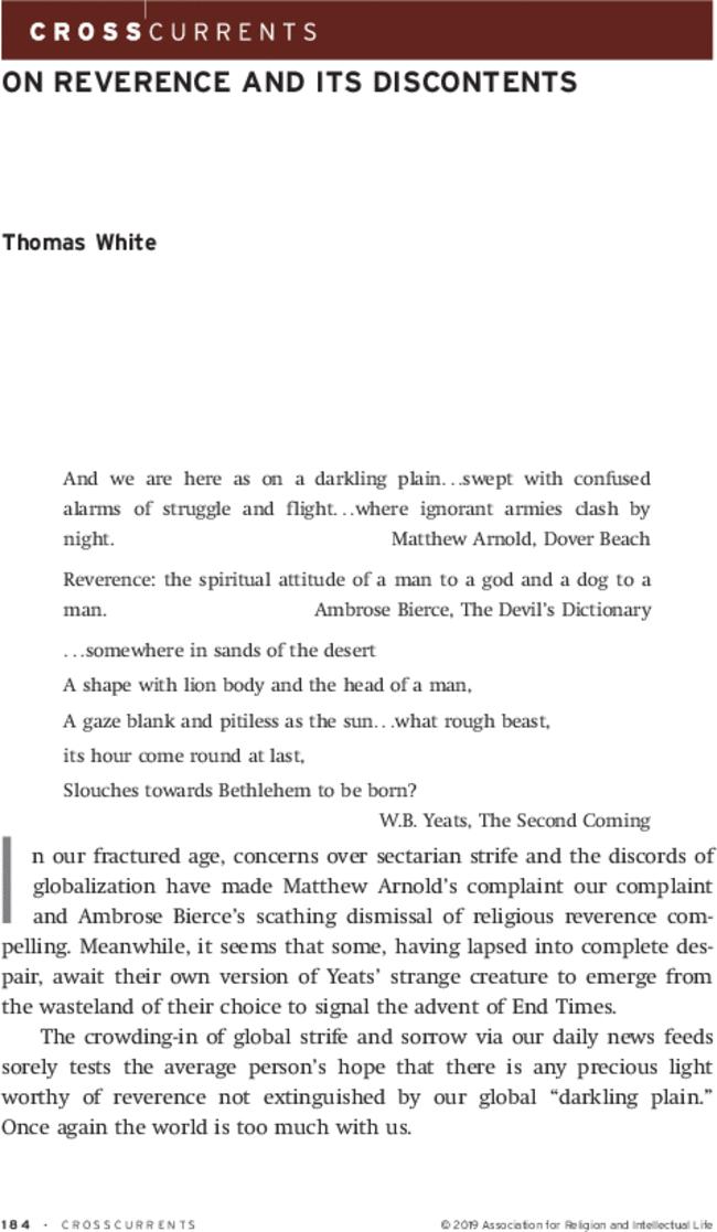 On Reverence and its Discontents