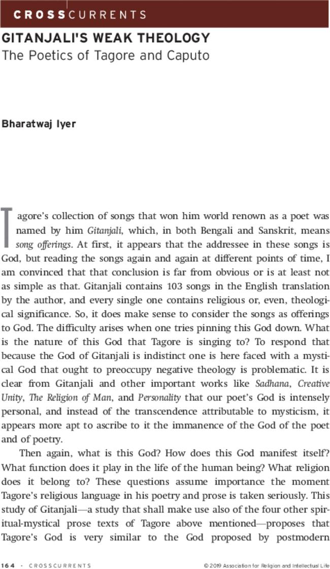 Gitanjali's Weak Theology