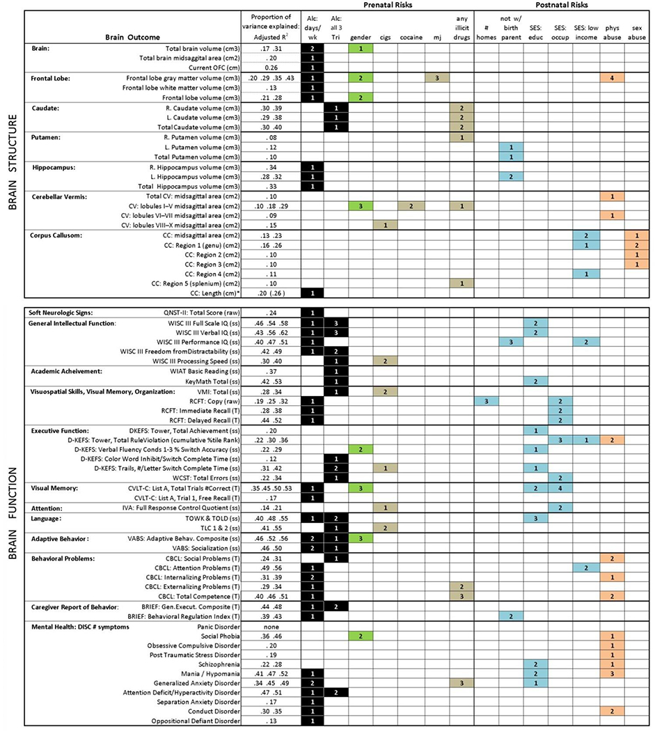 What proportion of the brain structural and functional abnormalities observed among children with fetal alcohol spectrum disorder is explained by their prenatal alcohol exposure and their other prenatal and postnatal risks?