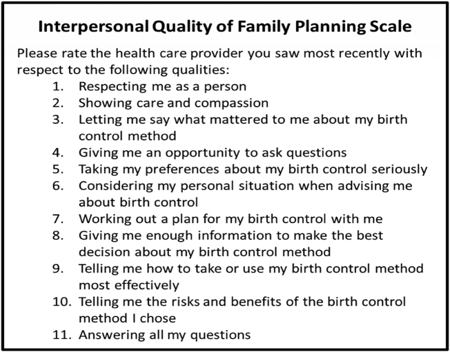 Validation of the Interpersonal Quality of Family Planning Scale in a rural Indian setting