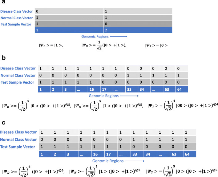 Implementation of a Hamming distance-like genomic quantum classifier using inner products on ibmqx2 and ibmq_16_melbourne.