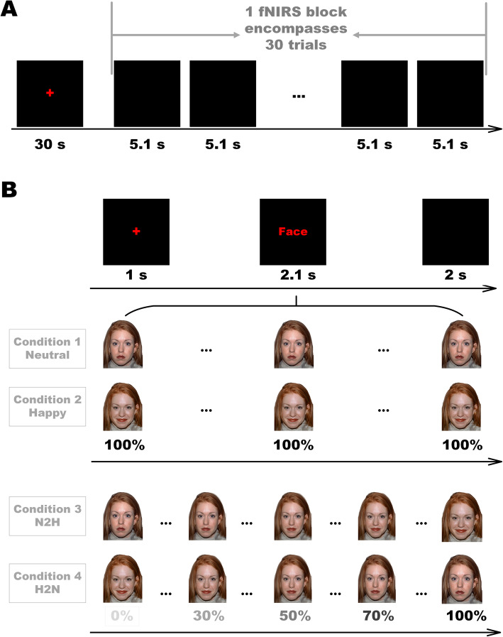 Functional near-infrared spectroscopy can detect low-frequency hemodynamic oscillations in the prefrontal cortex during steady-state visual evoked potential-inducing periodic facial expression stimuli presentation.