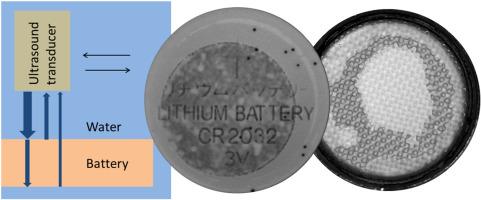 Scanning acoustic microscopy as a non-destructive imaging tool to localize defects inside battery cells