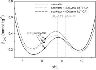 Effect of Organic Alkalinity on Seawater Buffer Capacity: A Numerical Exploration