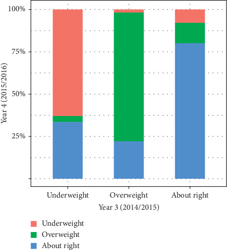 Predictors of One-Year Change in How Youth Perceive Their Weight.